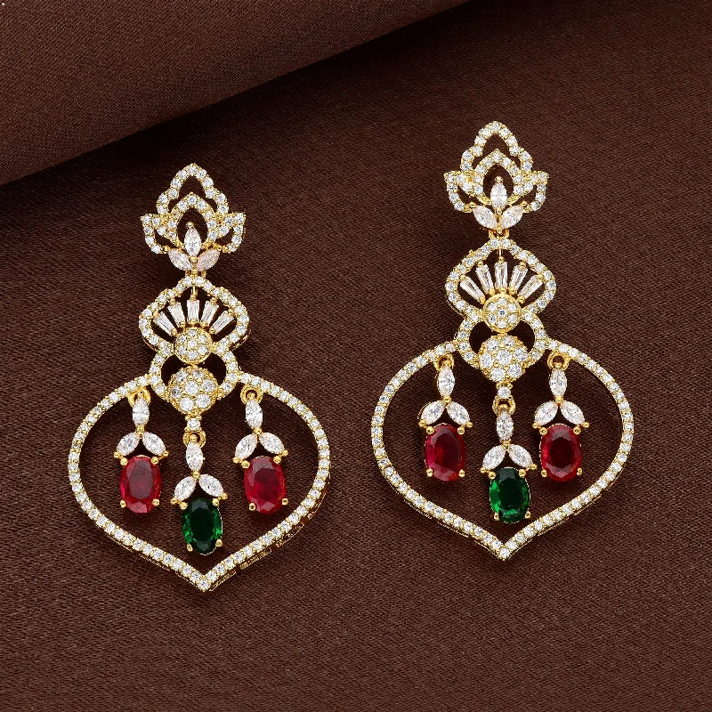 Artistic Metal Earrings-Zirconia Dangler Earrings