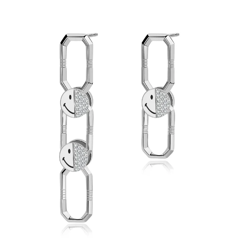 Luxury Gold Earrings-KKLUExSMILEY® Silver Elio Detachable Link Earrings