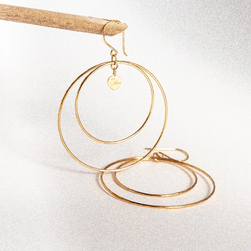 Antique Gold Earrings-Signature Double Hoops