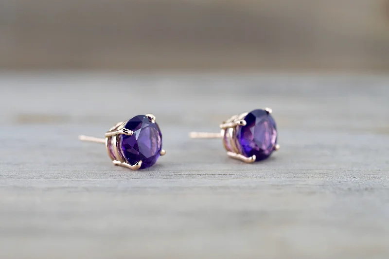 Butterfly Stud Earrings-Amethyst Stud 7mm