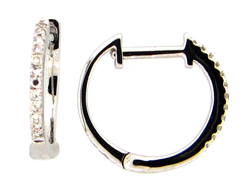 Large Hoop Earrings-Lady's White 14 Karat Huggie Earrings 0.08tw Round Diamonds