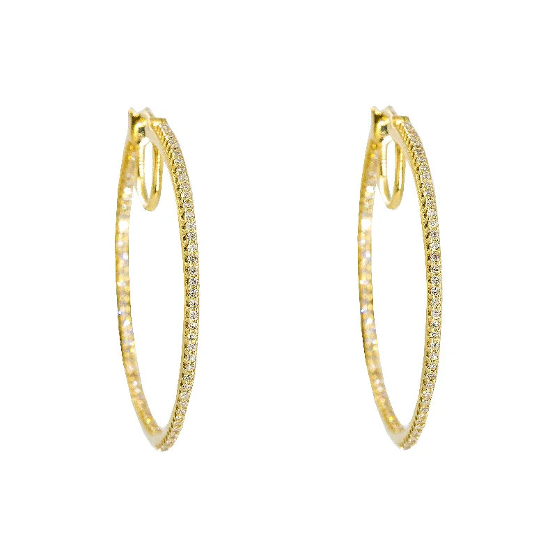 Pearl Drop Earrings-14K Yellow Gold Diamond Hoop Earrings W/ 0.50ct SI Diamonds