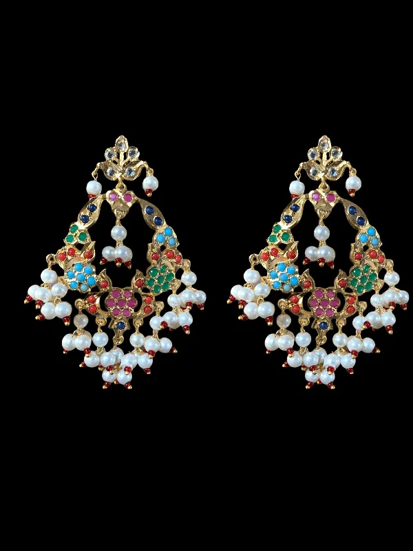 Beaded Earrings for Women-DER600 Madhuri earrings in navratan ( READY TO SHIP )