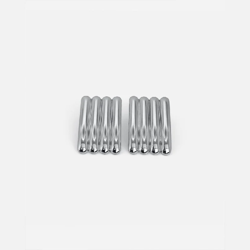 Artistic Designer Earrings-LONG RIBBED EARRINGS SILVER