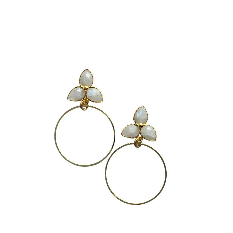 Stylish Dangling Earrings-The Raiya Rainbow Moonstone Hoop Earrings