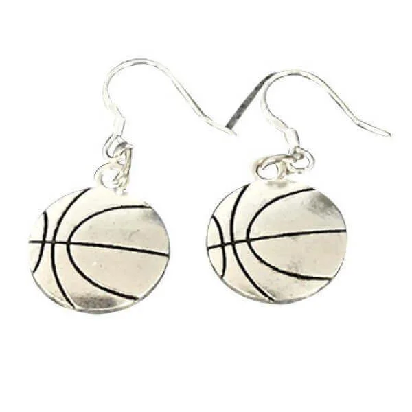 Fashionable Pearl Earrings-Basketball Charm Dangle Earrings