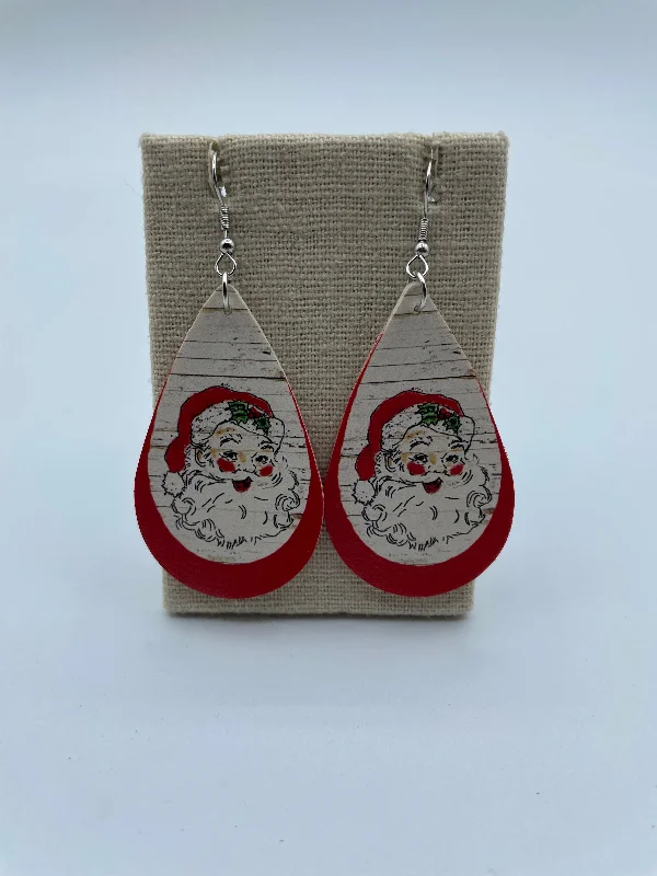 Crystal Cluster Earrings-Faux Leather Santa Earrings