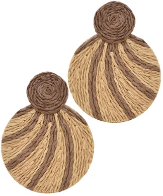 Simple Hoop Earrings for Women-Raffia Line Pattern Round Earrings