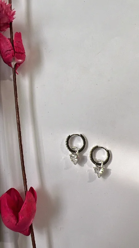 Gold Hoop Earrings-Lola heart drop earrings