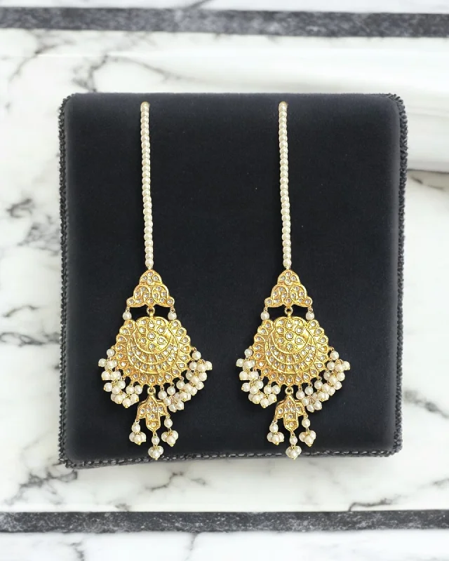 Designer Silver Earrings-DER731 kundan earrings with pearls ( READY TO SHIP )