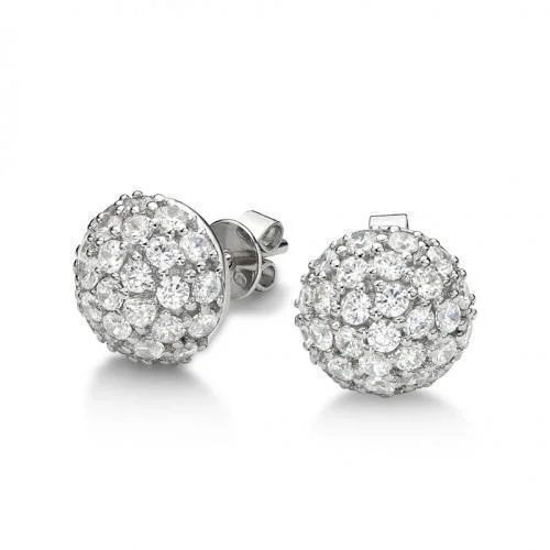 Retro Vintage Earrings-Round Brilliant stud earrings with 1.75 carats* of diamond simulants in sterling silver