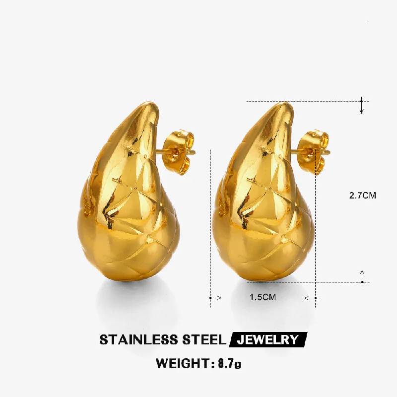 Golden Water Drop Ear Studs