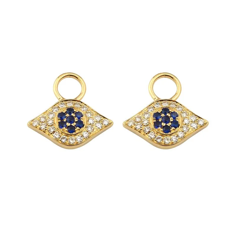 Unique Gemstone Earrings-Evil Eye Sapphire and Diamond Earring Charms