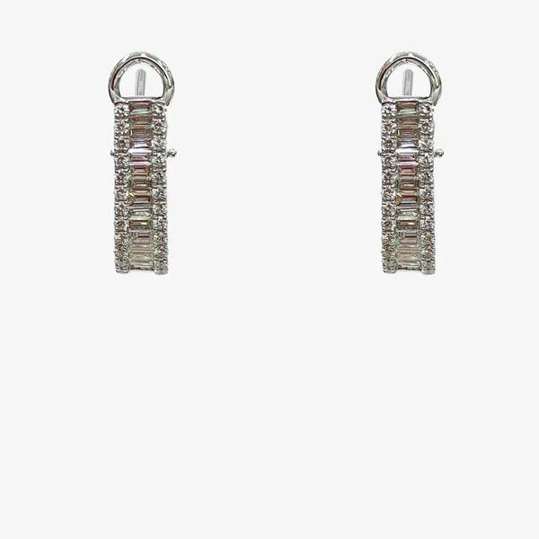 Long Gold Earrings-14k White Gold Diamond Earrings