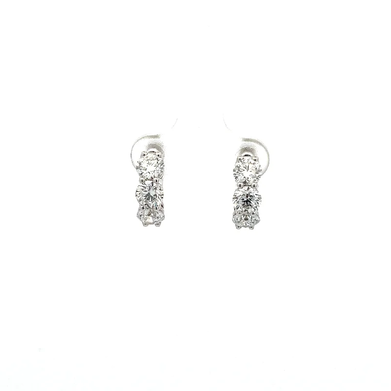 Pearl Stud Earrings for Weddings-LAB GROWN ROUND DIAMONDS (6) 1.84CTW HUGGIE STYLE EARRINGS