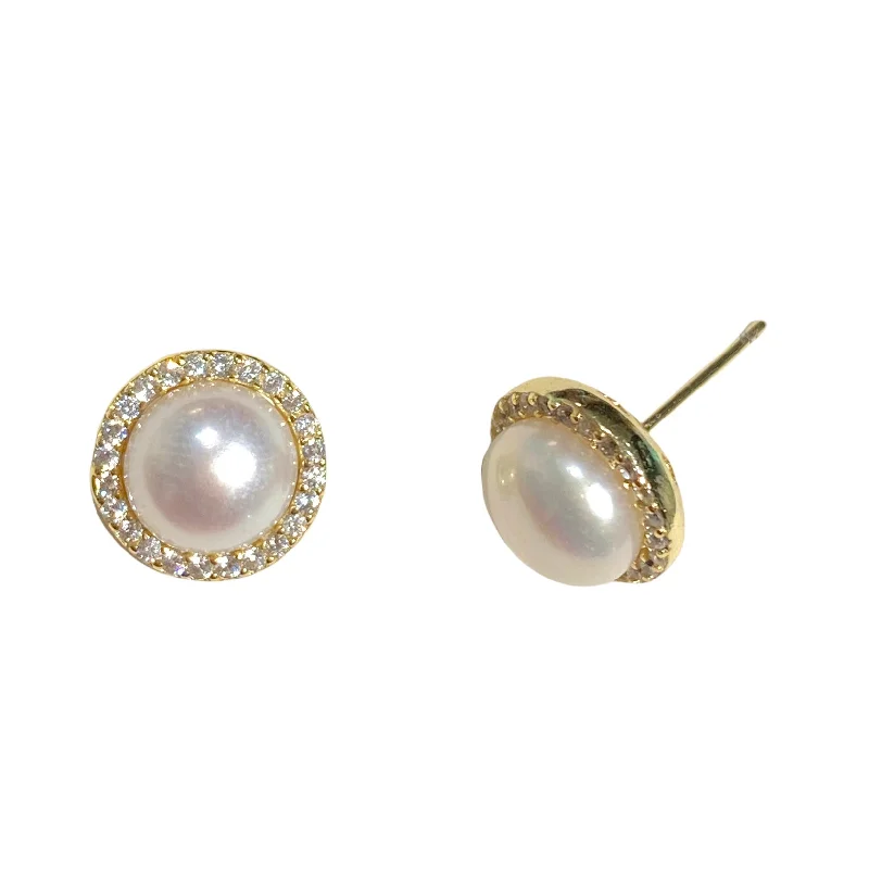 Large Gold Earrings-Pearlea Sparkle L Studs