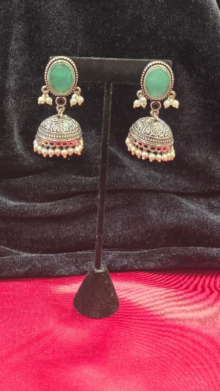 Rose Gold Earrings for Girls-Gorgeous Light Blue Color Jhumkas Earrings For Women