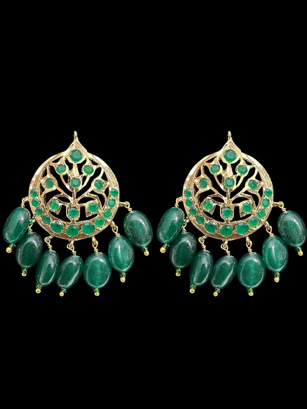 Handmade Crystal Drop Earrings-ET537 Asmee earrings in green  (READY TO SHIP )