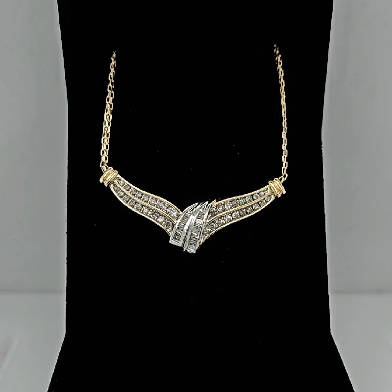 Crystal Pendant for Necklace-14K Yellow Gold Diamond Necklace-Estate