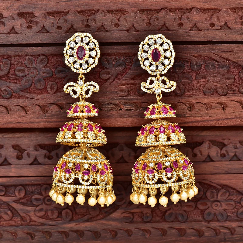 Luxury Diamond Earrings-Zirconia Multilayered Jhumka Earrings