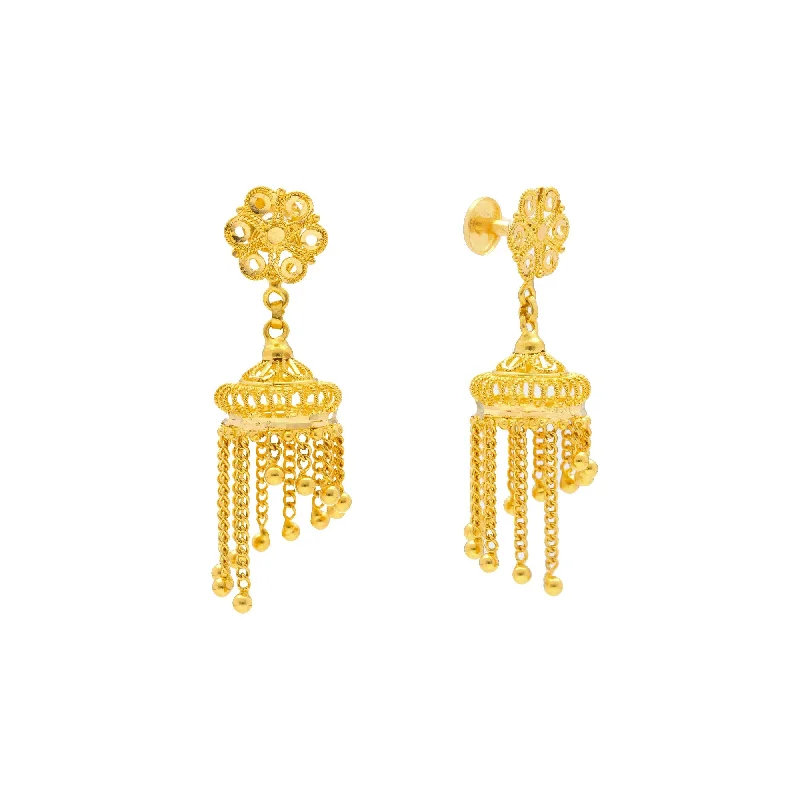 Handcrafted Earrings for Women-22K Gold Jhumki Earrings