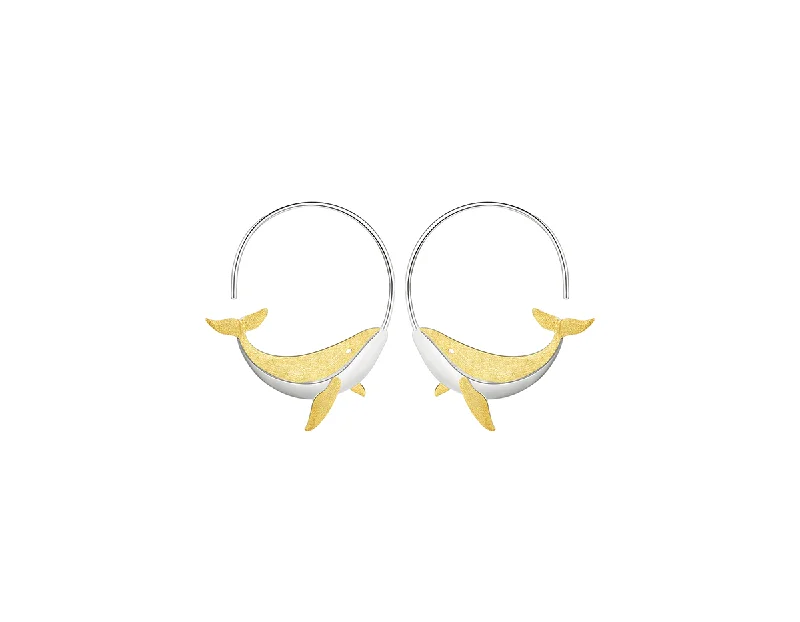 Silver Pearl Earrings-Whale Earring