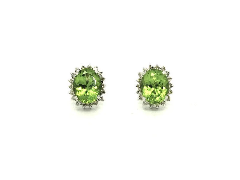 Large Crystal Earrings-Peridot And Diamond Cluster Earring Ad No. 0796