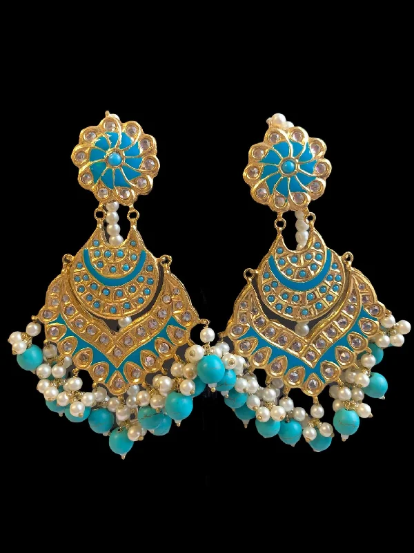 Bohemian Style Earrings-DER160 Zehra feroza  Pakistani kundan statement chandbali earrings (READY TO SHIP )