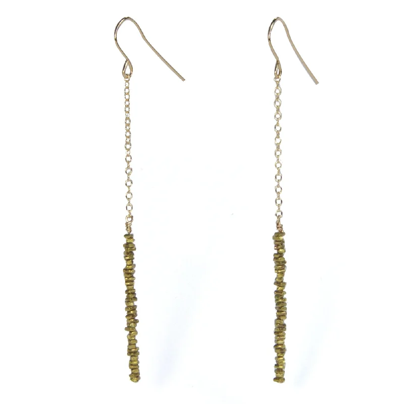 Large Crystal Drop Earrings-Brass Bead Drop Earrings