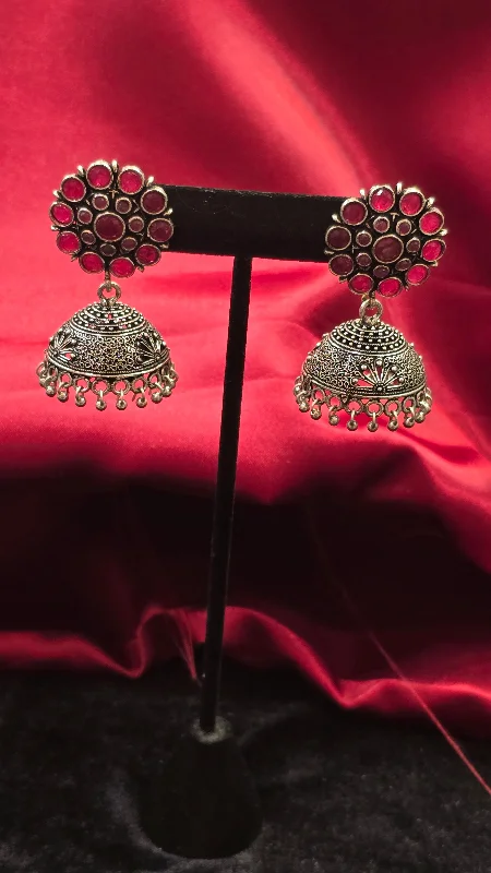 Blue Drop Earrings-Amazing Dark Pink Color Jhumkis