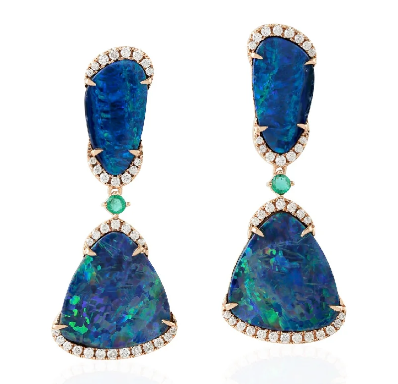 Crystal Cluster Earrings-Noble Opal Earrings