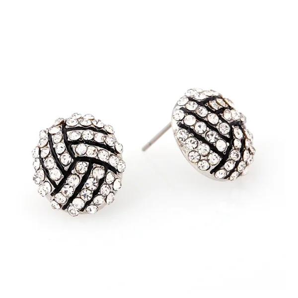 Unique Dangle Earrings-Volleyball Rhinestone Stud Earrings