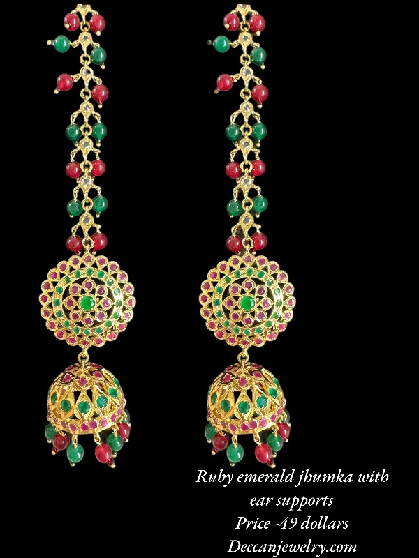 Color Changing Earrings-DER586 Rehma ruby emerald jhumka earrings ( READY TO SHIP )