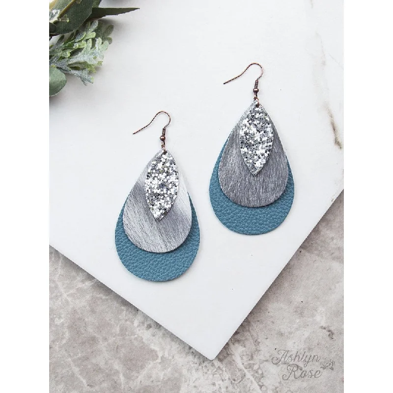 Artistic Drop Earrings-Southern Grace Triple Layer Teardrop Earrings - Slate