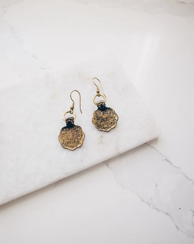 Antique Gold Earrings-Change The World Earrings