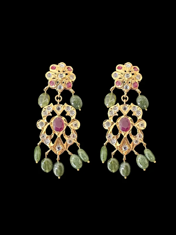 Gold Leaf Earrings-DER596 Raina earrings in real beads ( READY TO SHIP )