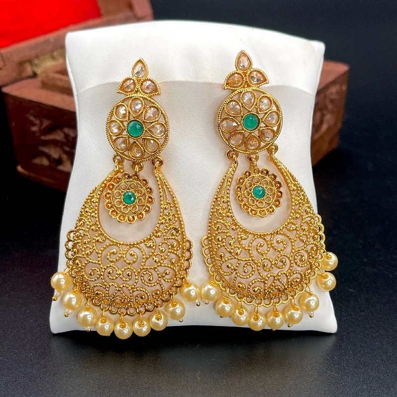 Large Diamond Earrings-Long Polki LCD Chaandbali Earrings