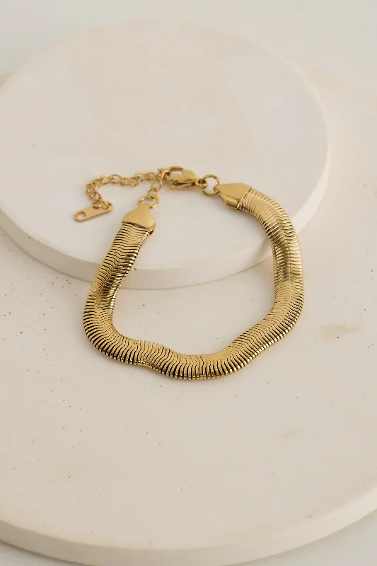 Chunky Silver Bracelet-Greta Snake Bracelet Gold