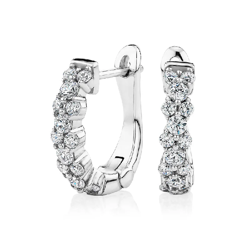 Retro Hoop Earrings-Round Brilliant hoop earrings with 0.54 carats* of diamond simulants in sterling silver