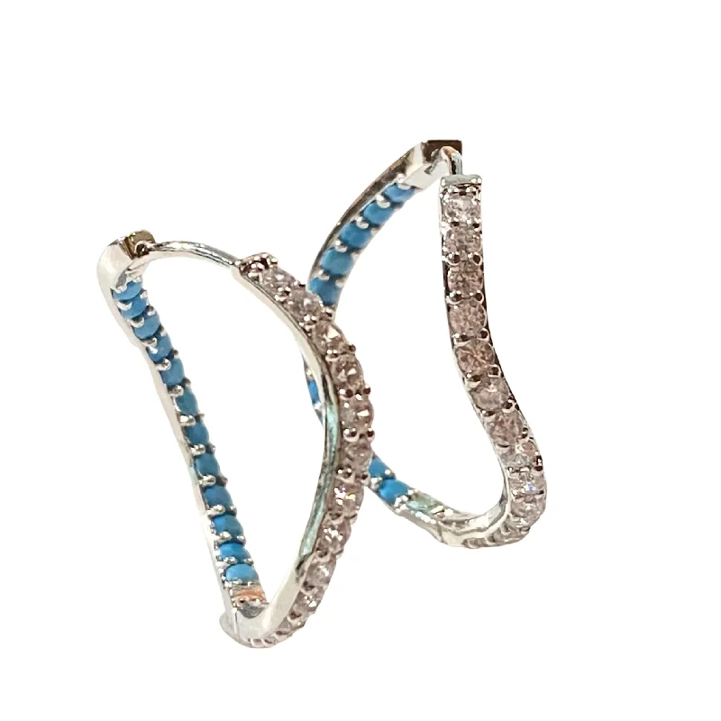 Heart Shaped Drop Earrings-Karen Birthstone Inside Out Wavy Hoops