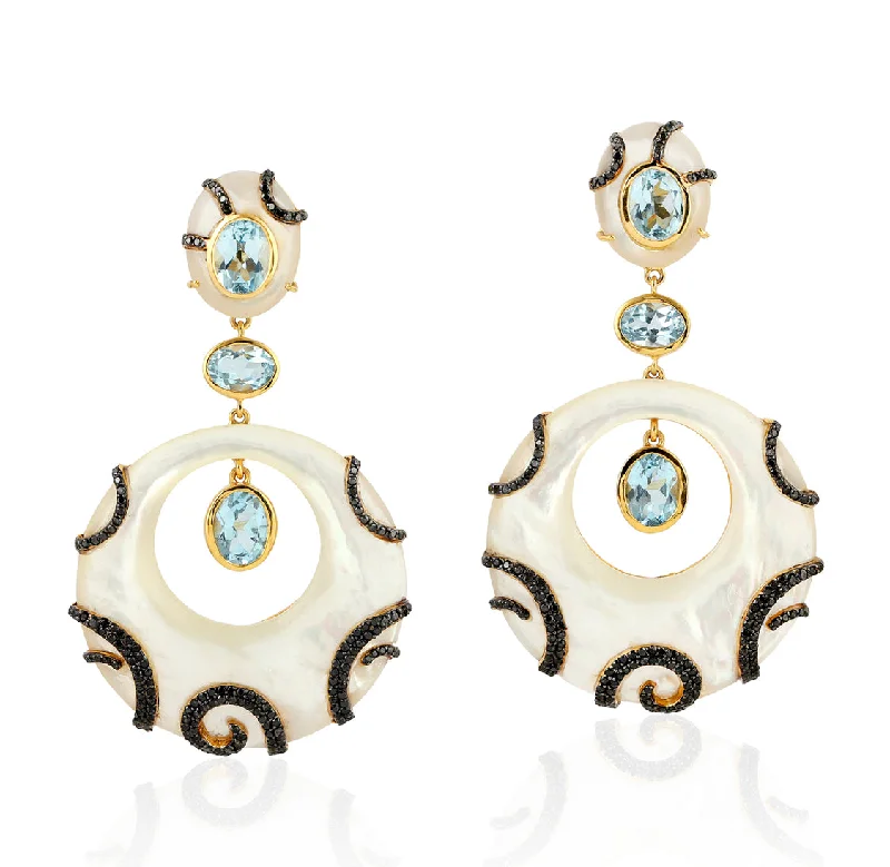 Designer Silver Earrings-Aqua Fine Earrings