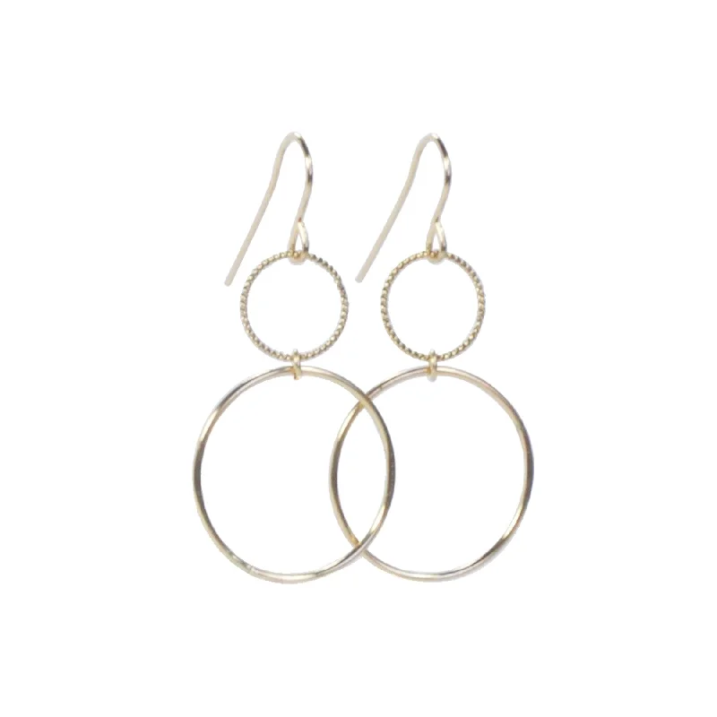 Funky Pearl Earrings-Two Circle Hook Earrings