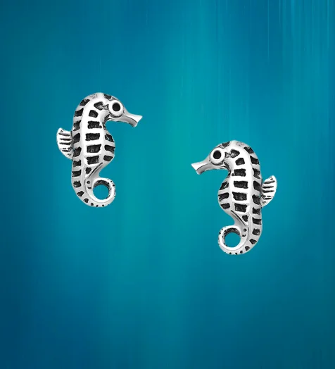 Personalized Name Earrings-Sterling Silver Sea Horse Earrings