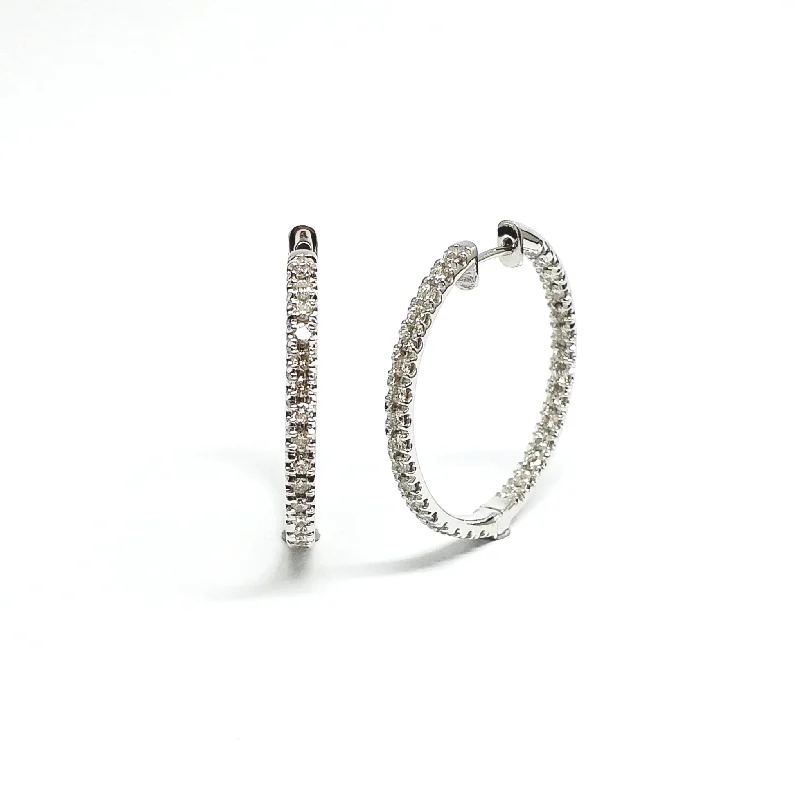 Diamond Drop Earrings-Diamond French Pave Inside Out Hoop Earrings