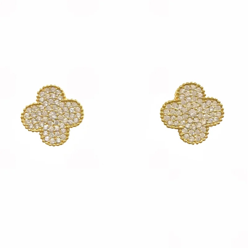 Classic Pearl Earrings-Flora Large Pave Studs