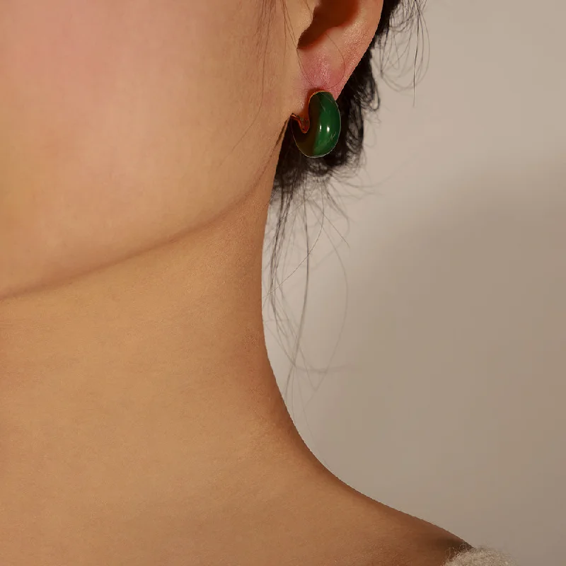 F325-Golden Green Glaze Earrings