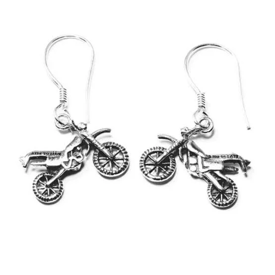 Simple Hoop Earrings-Silver Motorcycle Earrings