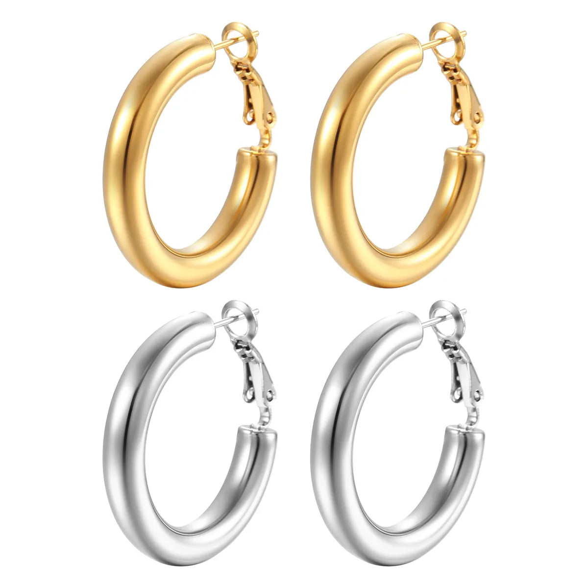 Designer Wedding Ring Set-Fashion Round Stainless Steel Plating Earrings