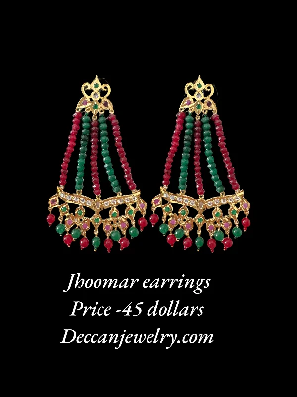 Stylish Dangling Earrings-DER591 Amrita jhoomar earrings in ruby green beads  ( READY TO SHIP )