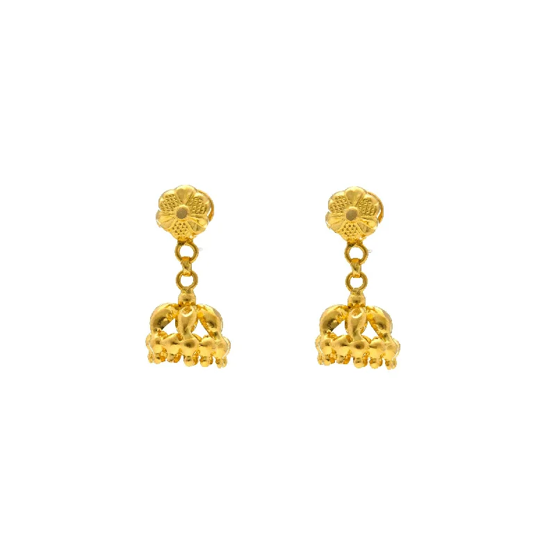 Custom Hoop Earrings-22K Gold Jhumki Drop Earrings